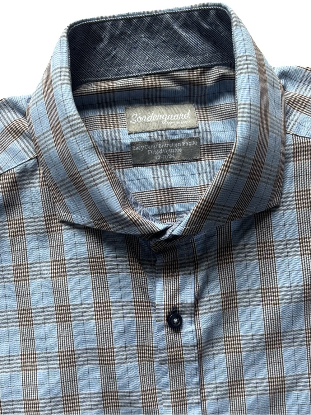 Sondergaard Copenhagen Easy Care Plaid Fitted Long Sleeve Dress Shirt Size 17